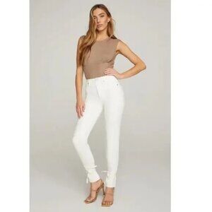 Good American Good Boy Ankle Wrap Jeans Size 8  White Cotton Denim NWT 8381